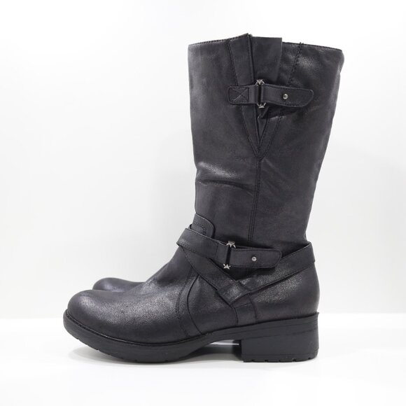 BareTraps Harly Black Faux Leather Mid-Calf Moto Boots - 9.5 - Picture 1 of 7